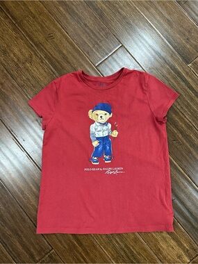 Polo Ralph Lauren Polo Bear Graphic Tee Red Girls XL (16)